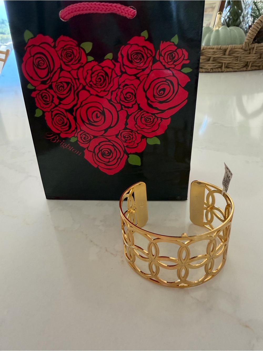 Brighton Gold Openwork Floral Cuff Bracelet